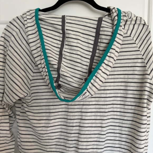 Toad&Co Striped Beachy Hoodie Turquiose and Grey - Picture 4 of 10